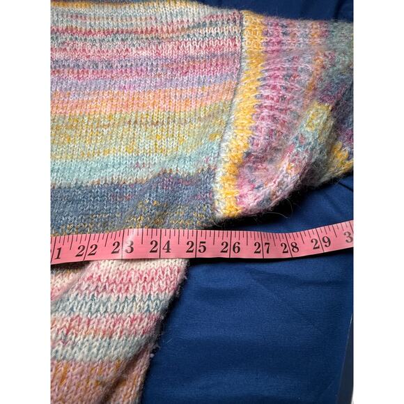 Woven Heart stripe colorful oversized cardigan womens medium boho fairy cottage - Picture 5 of 7